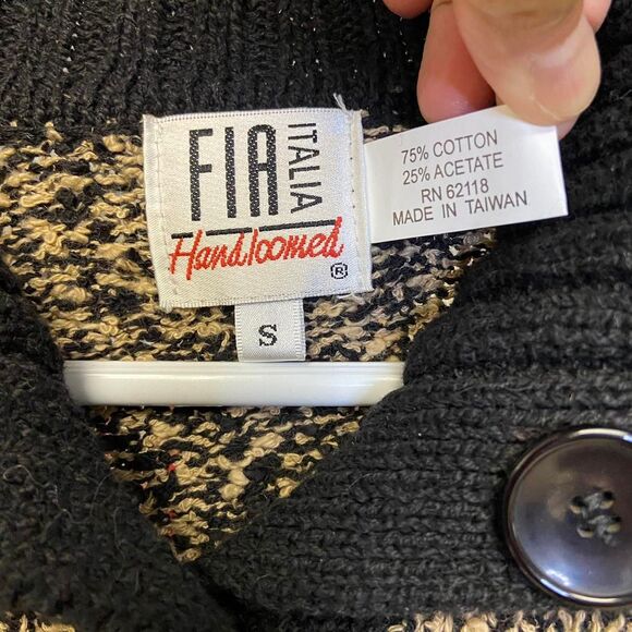 Fia Italia Black and cream knit cardigan size S - Picture 8 of 8